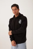Erkek Oversize Baskılı Sweatshirt Siyah thumbnail 1