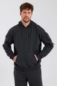 Erkek Kapüşonlu Kanguru Cepli Sweatshirt Antrasit thumbnail 1