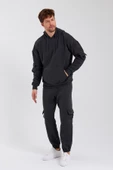 Erkek Kapüşonlu Kanguru Cepli Sweatshirt Antrasit thumbnail 3