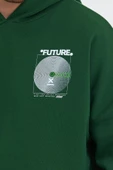 Erkek Oversize Baskılı Sweatshirt Yeşil thumbnail 2