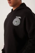 Erkek Oversize Baskılı Sweatshirt Siyah thumbnail 2