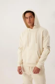Erkek Kapüşonlu Kanguru Cepli Sweatshirt Ekru thumbnail 1