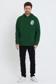 Erkek Oversize Baskılı Sweatshirt Yeşil thumbnail 3