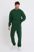 Erkek Fermuar Detaylı Sweatshirt Yeşil thumbnail 3