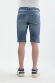 Erkek Likralı Bağcıklı Jean Şort thumbnail 4