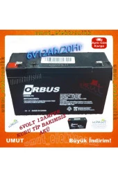 Orbus Pilsan Akülü Oyuncak Araç Araba Için Uyumlu - Akü 6V 12Ah - 6 Volt 12 Amper Kuru Tip Akü Pil thumbnail 2