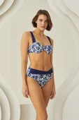 Lacivert Yaprak Desen Tek Alt Bikini thumbnail 2