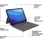 Logitech Combo Touch İpad Pro Klavyeli 11.5" 920-010136 Tablet Kılıfı thumbnail 2