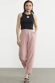 Paça Büzgü Detaylı Krep Pantolon - Pembe thumbnail 2