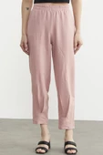 Paça Büzgü Detaylı Krep Pantolon - Pembe thumbnail 3