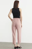 Paça Büzgü Detaylı Krep Pantolon - Pembe thumbnail 6