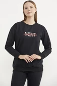 Sıfır Yaka Oversize Sweatshirt - Siyah thumbnail 3