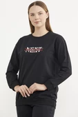 Sıfır Yaka Oversize Sweatshirt - Siyah thumbnail 4