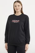 Sıfır Yaka Oversize Sweatshirt - Siyah thumbnail 1