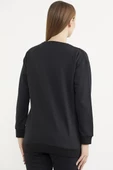 Sıfır Yaka Oversize Sweatshirt - Siyah thumbnail 5