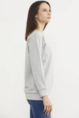 Sıfır Yaka Oversize Sweatshirt - Gri thumbnail 3