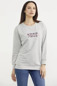 Sıfır Yaka Oversize Sweatshirt - Gri thumbnail 2