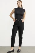 Likralı Fit Mom Jean - Siyah thumbnail 5
