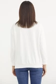 Sıfır Yaka Oversize Sweatshirt - Ekru thumbnail 5