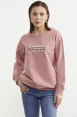 Sıfır Yaka Oversize Sweatshirt - Gül Kurusu thumbnail 3