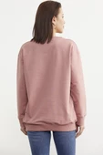 Sıfır Yaka Oversize Sweatshirt - Gül Kurusu thumbnail 5