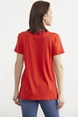 Çiçek Baskılı Regular Fit Tişört - Mercan thumbnail 5