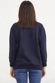 Baskılı Oversize Basic Sweatshirt - Lacivert thumbnail 5