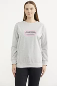 Baskılı Oversize Basic Sweatshirt - Gri thumbnail 1