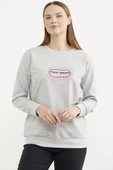 Baskılı Oversize Basic Sweatshirt - Gri thumbnail 2