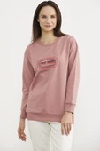 Baskılı Oversize Basic Sweatshirt - Gül Kurusu thumbnail 2
