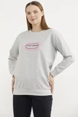Baskılı Oversize Basic Sweatshirt - Gri thumbnail 3