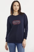 Baskılı Oversize Basic Sweatshirt - Lacivert thumbnail 2
