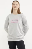 Baskılı Oversize Basic Sweatshirt - Gri thumbnail 4