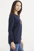 Baskılı Oversize Basic Sweatshirt - Lacivert thumbnail 3