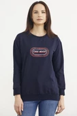 Baskılı Oversize Basic Sweatshirt - Lacivert thumbnail 1