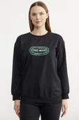 Baskılı Oversize Basic Sweatshirt - Siyah thumbnail 1