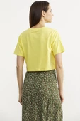 Oversize Baskılı Crop Tişört - Sarı thumbnail 5