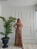 Kadın Leopar Desen Tül Elbise thumbnail 3