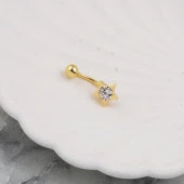 Yıldız Tek Taşlı 14 Ayar Kadın Göbek Piercing thumbnail 3