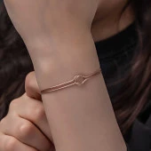 925 Ayar Gümüş Rose Aşk Düğüm Kadın Bileklik thumbnail 3