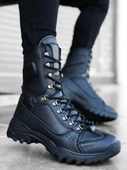 Bağcıklı Siyah Cilt Askeri Postal Bot thumbnail 2