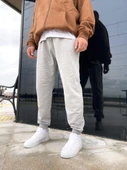 Unisex Şardonlu Eşofman Altı - Gri thumbnail 1