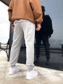 Unisex Şardonlu Eşofman Altı - Gri thumbnail 4