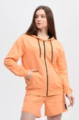 Kadın Kapüşonlu Fermuarlı Sweatshırt Oranj thumbnail 1