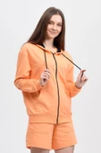 Kadın Kapüşonlu Fermuarlı Sweatshırt Oranj thumbnail 6