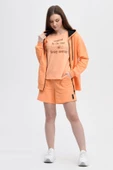 Kadın Kapüşonlu Fermuarlı Sweatshırt Oranj thumbnail 2