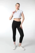 Kadın Yaka Detaylı Crop Antrasit thumbnail 9