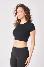 Kadın %100 Pamuklu Kısa Kollu Crop thumbnail 2