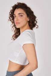 Kadın %100 Pamuklu Kısa Kollu Crop thumbnail 6