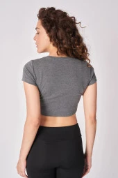 Kadın %100 Pamuklu Kısa Kollu Crop thumbnail 12